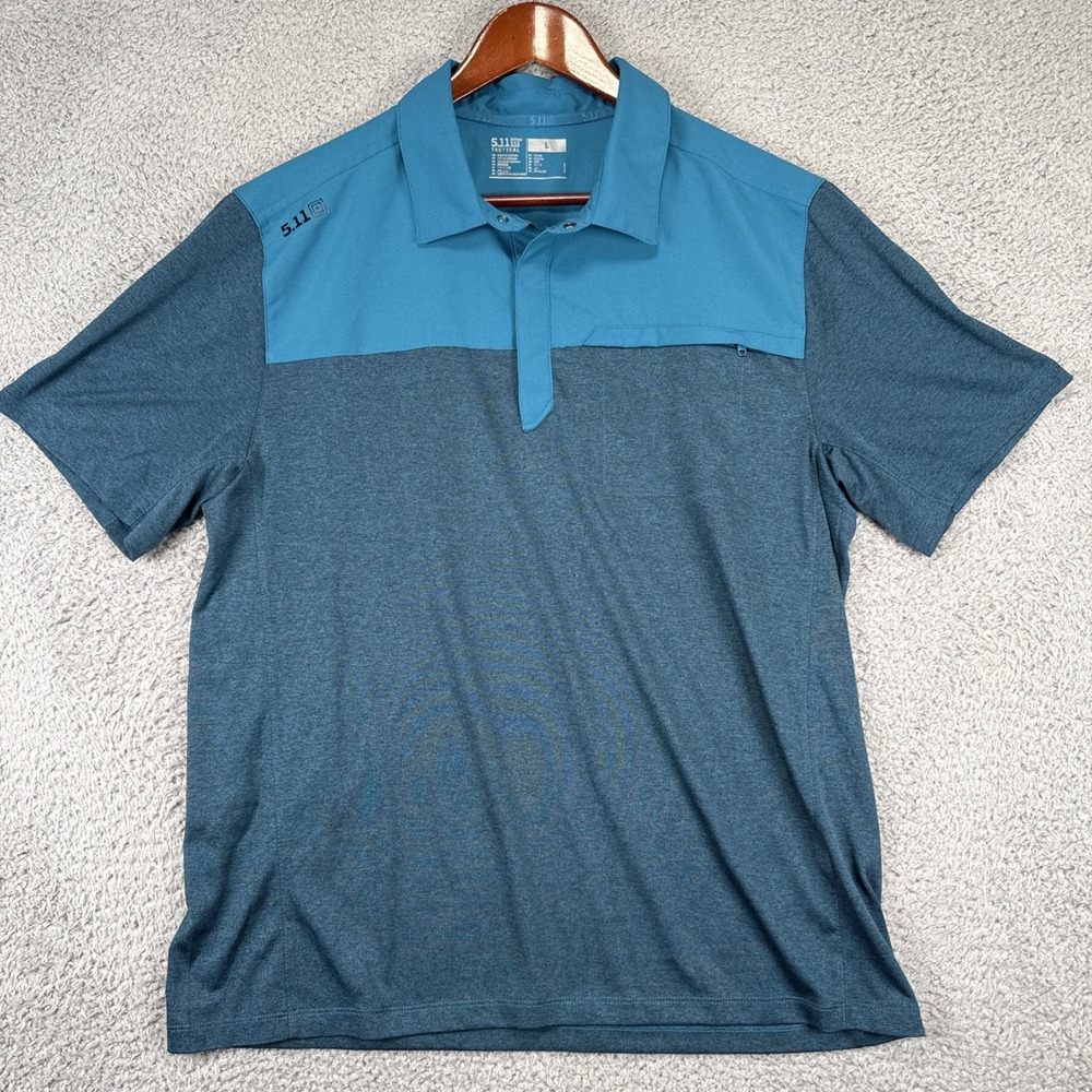 5.11 Tactical Polo Shirt Mens Large Blue Rapid Response Short Sleeve Performance